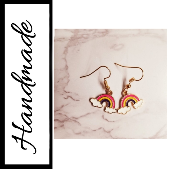 Rainbow W/ Cloud Charm Earrings - Picture 1 of 6